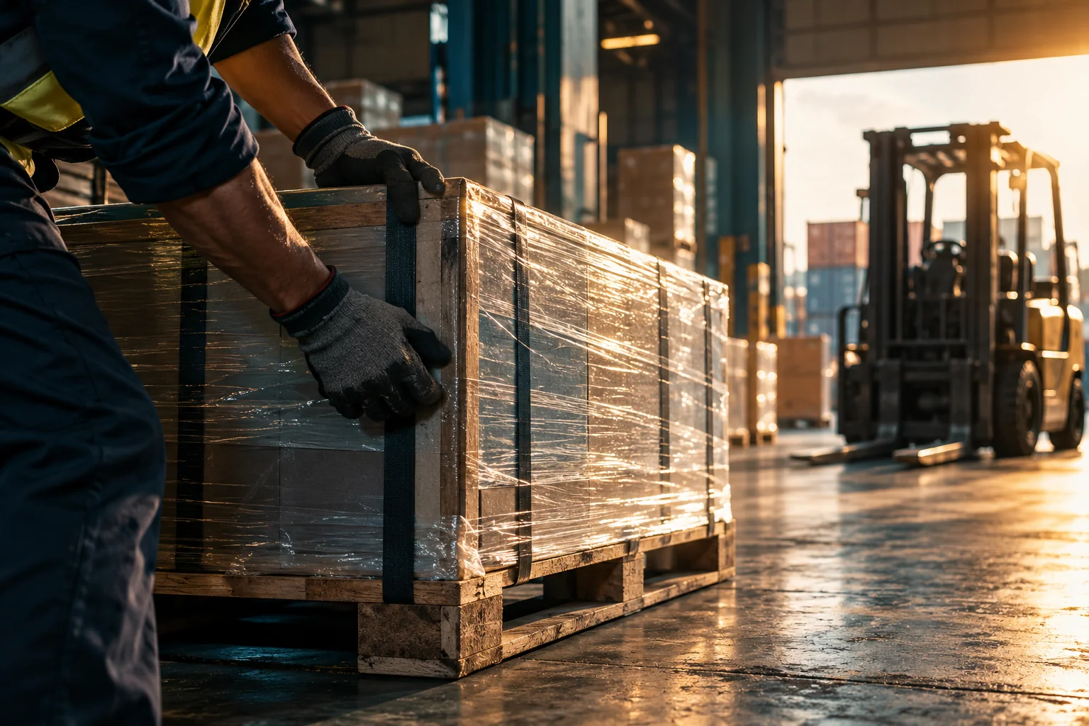 Warehouse cargo handling scene