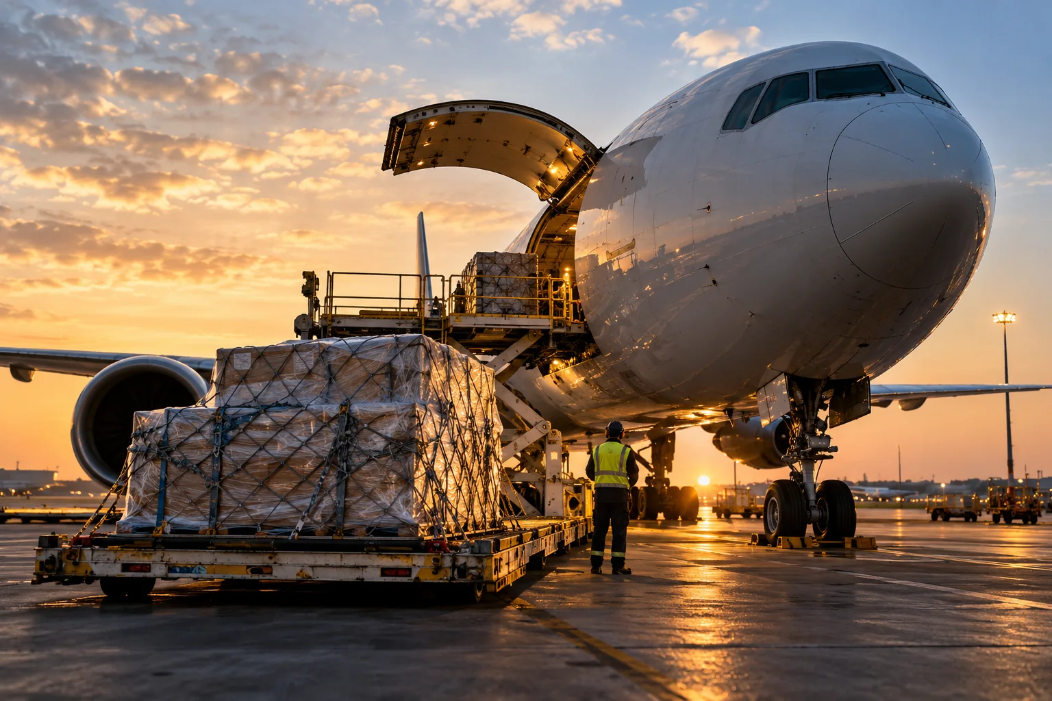 Freight scene: Air freight for time-sensitive cargo.