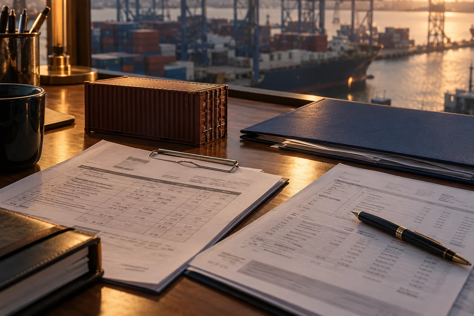 Freight scene: Customs documents, prepared around your shipment.